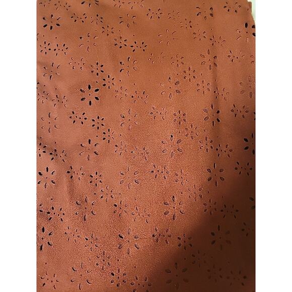 Faux Suede Laser Cut Floral Mini Dress Boho Mod Western Festival Hippie Size M/L - Picture 3 of 5